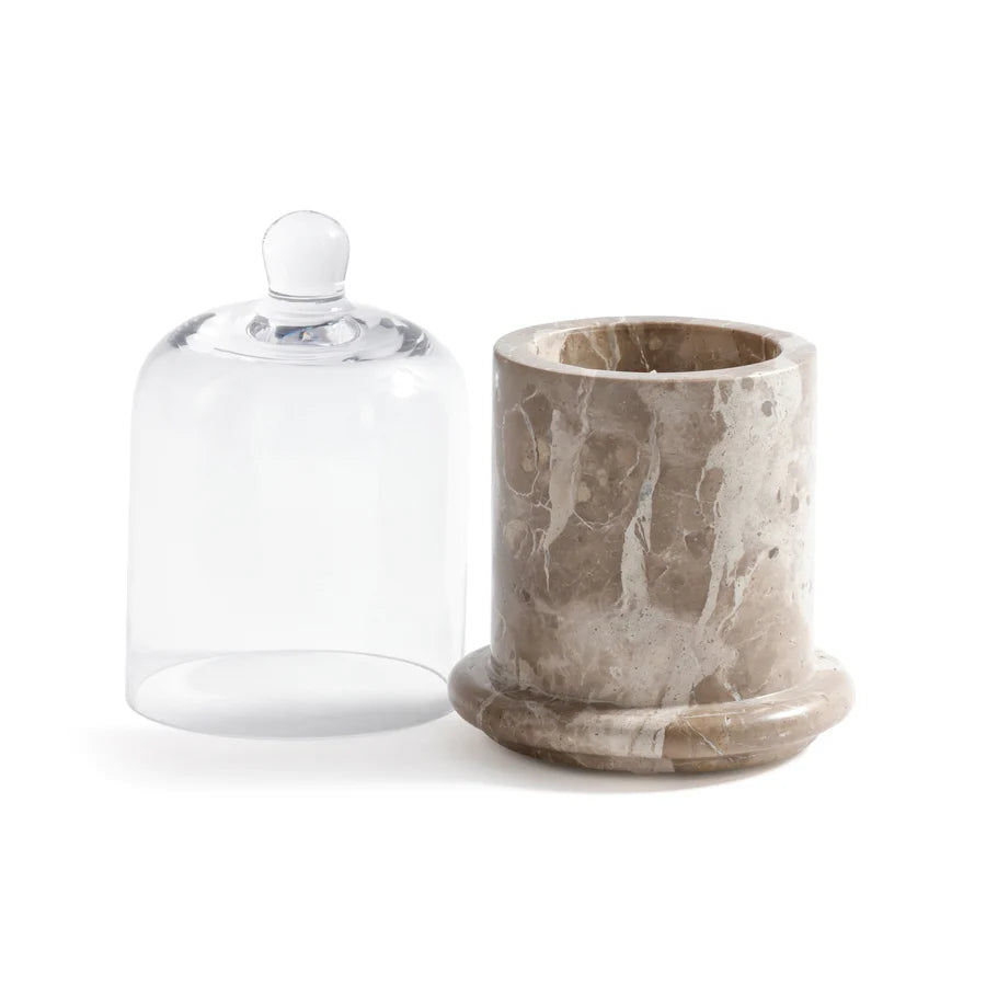 Marbella Scented Candle Jar w/ Cloche Bergamot Linen