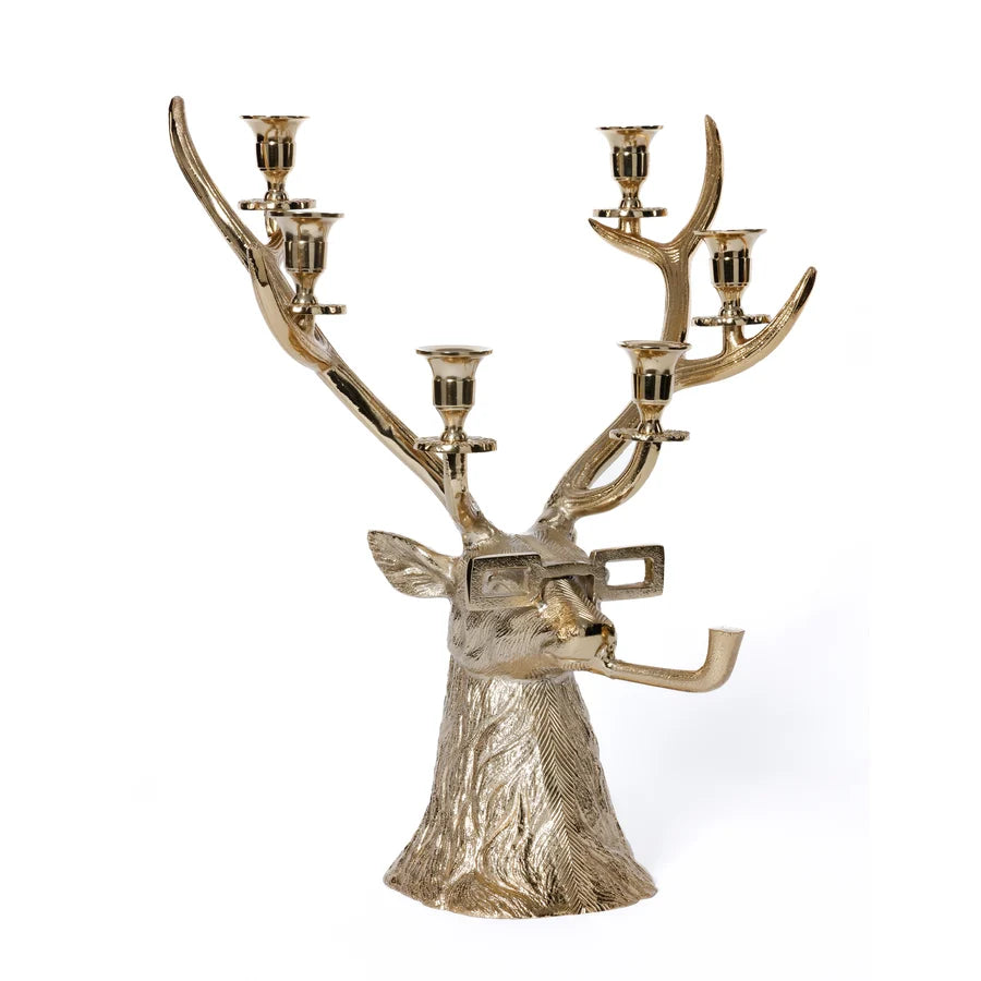 Pipe-Lit Stag 6-Tier Candle Holder - Gold