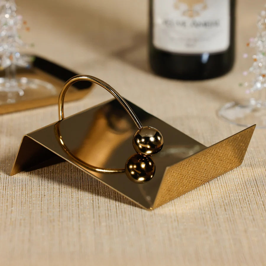 Sleek Cocktail Napkin Holder - Polished Gold