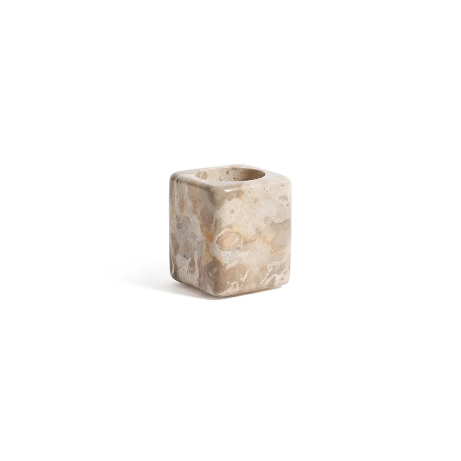 Crema Fossil Marble Vanity Jar