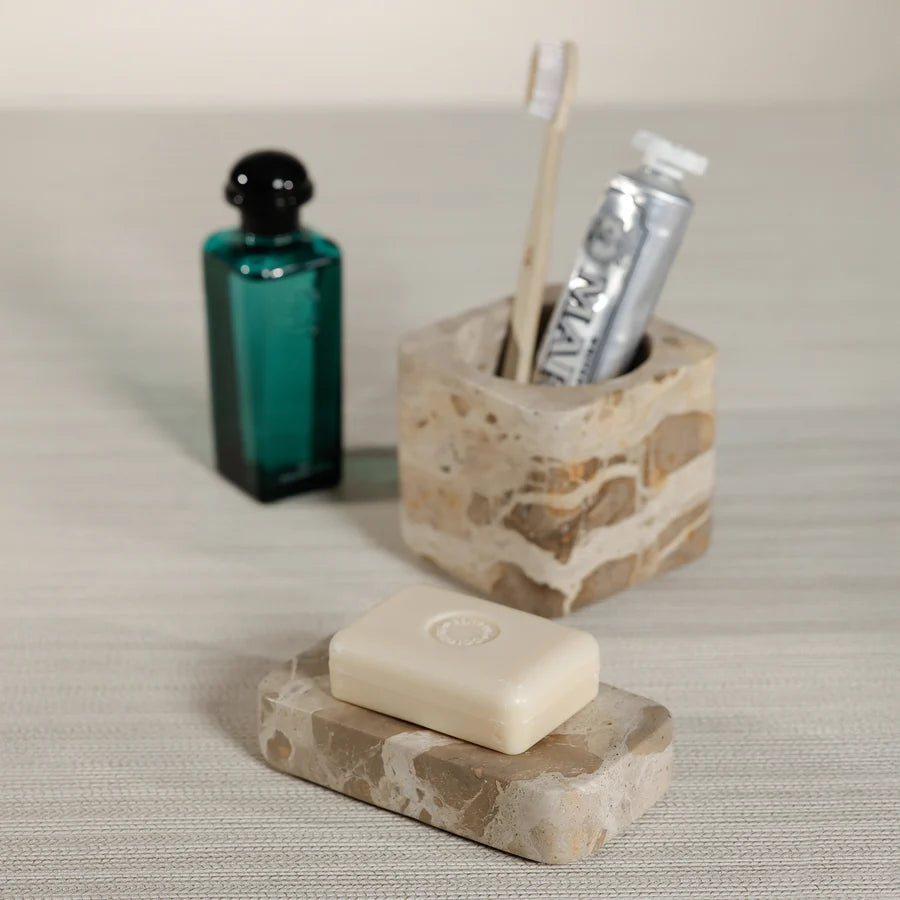 Crema Fossil Marble Soap Bar Holder