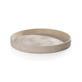 Atelier Natural Fiber Raffia Round Serving Tray with Leather Trim