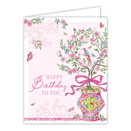 Happy Birthday To You Pink Enchanted Garden Greeting Card