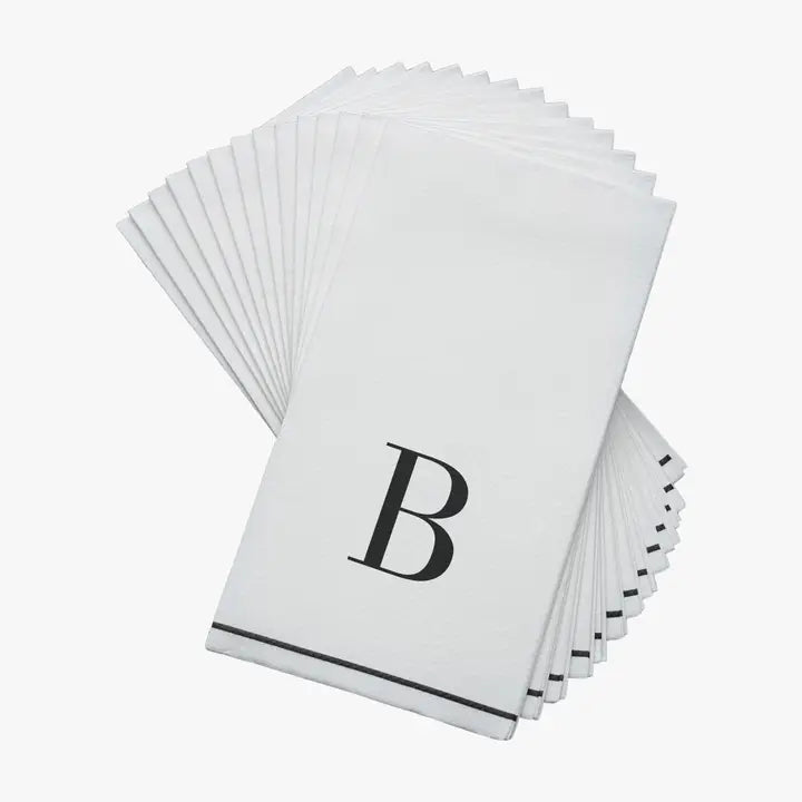 B Black Monogram Paper Dinner Napkins 14 Napkins