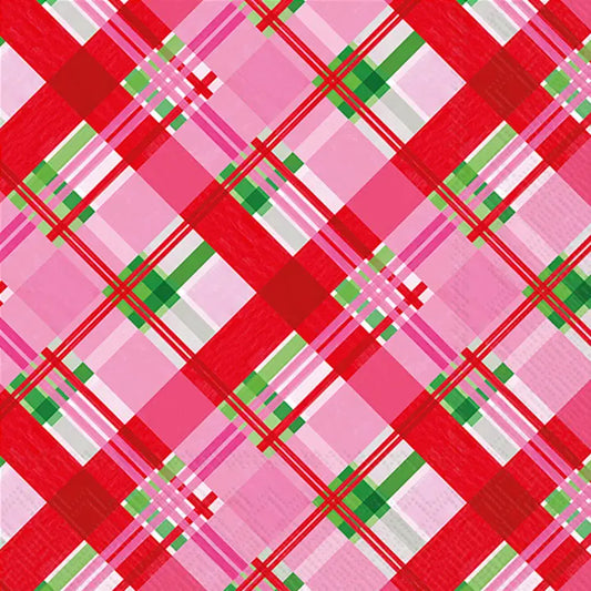 Pink Plaid Christmas Paper Lunch Napkins 20/pack