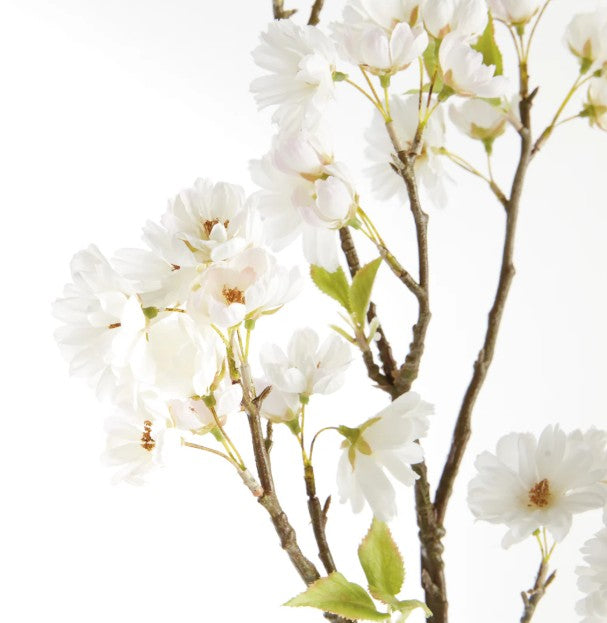 White Double Cherry Blossom Branch 46" ST/2