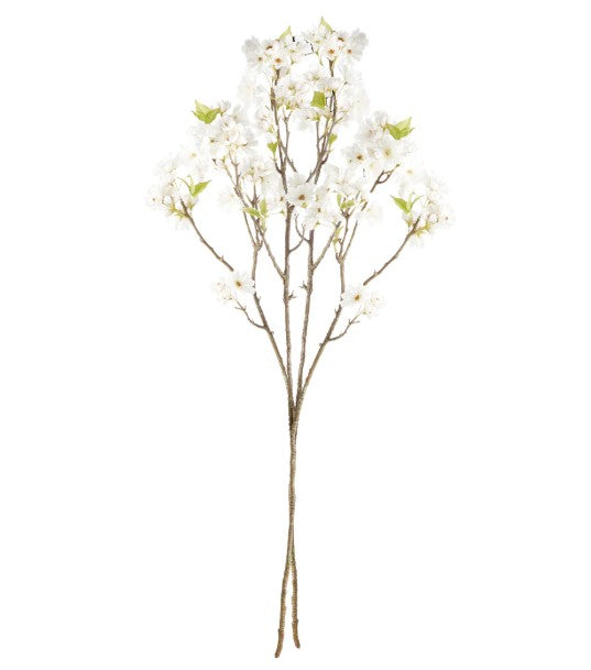White Double Cherry Blossom Branch 46" ST/2