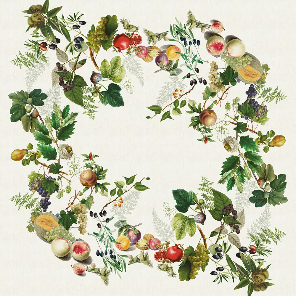 Abondance D'Automne Naturel Tablecloth 61"x120", Cotton-Linen Blend