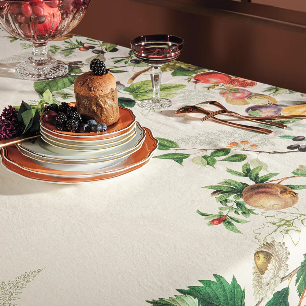 Abondance D'Automne Naturel Tablecloth 61"x120", Cotton-Linen Blend