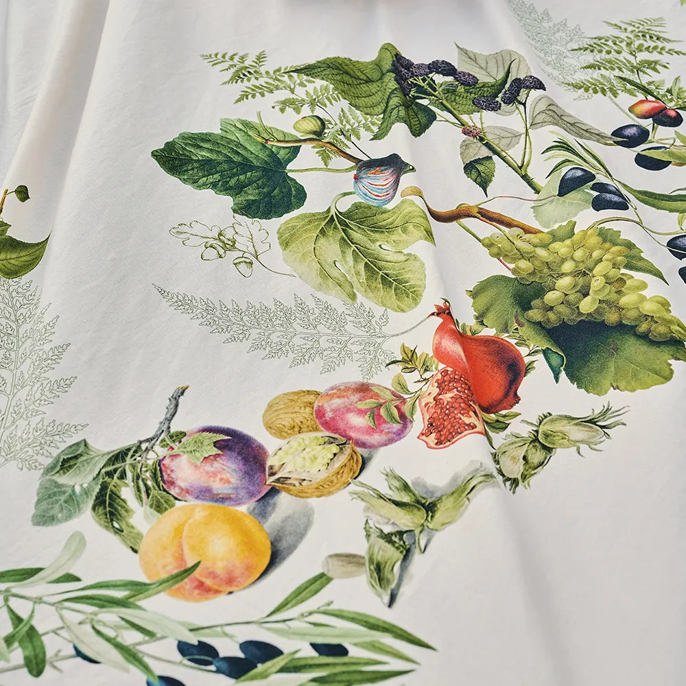 Abondance D'Automne Naturel Tablecloth 61"x120", Cotton-Linen Blend