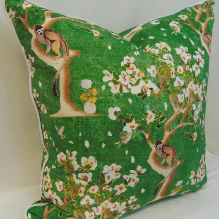 Limited Edition Hunami Whimsy Green Pillow Cover with Welt