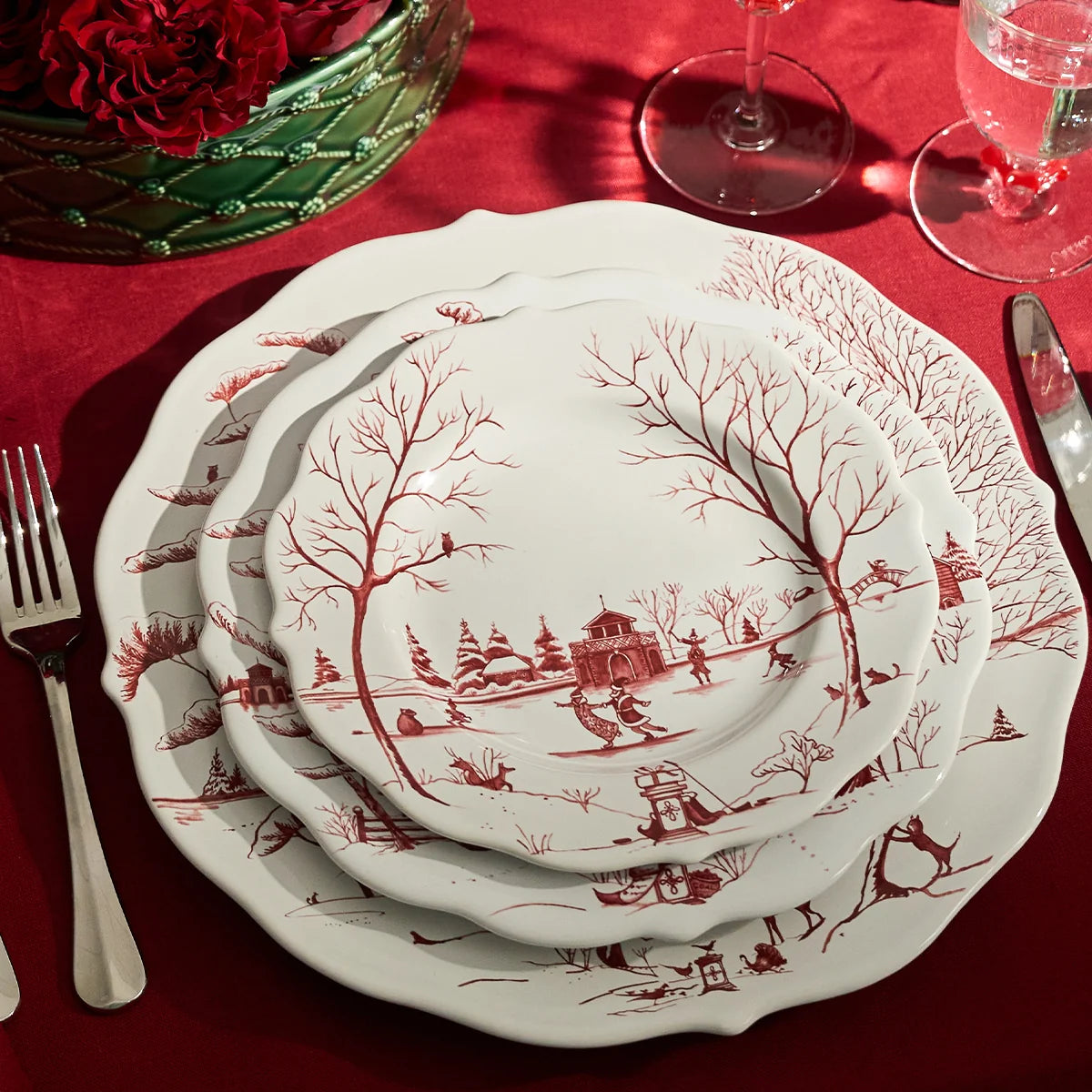Winter Frolic Charger/Platter - Ruby