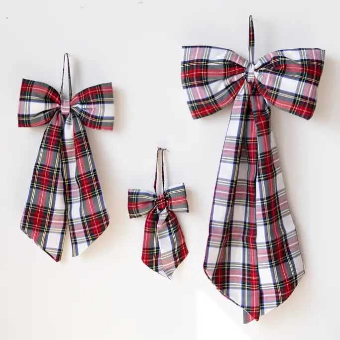 Holiday Plaid Fabric Bows Large
