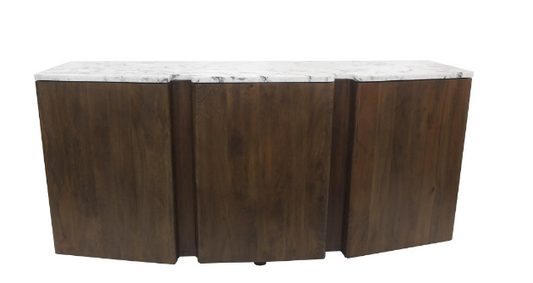 Wood Marble Top Console Dark Brown 63x30