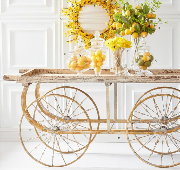 Whitewashed Metal Flower Cart 74 Inch