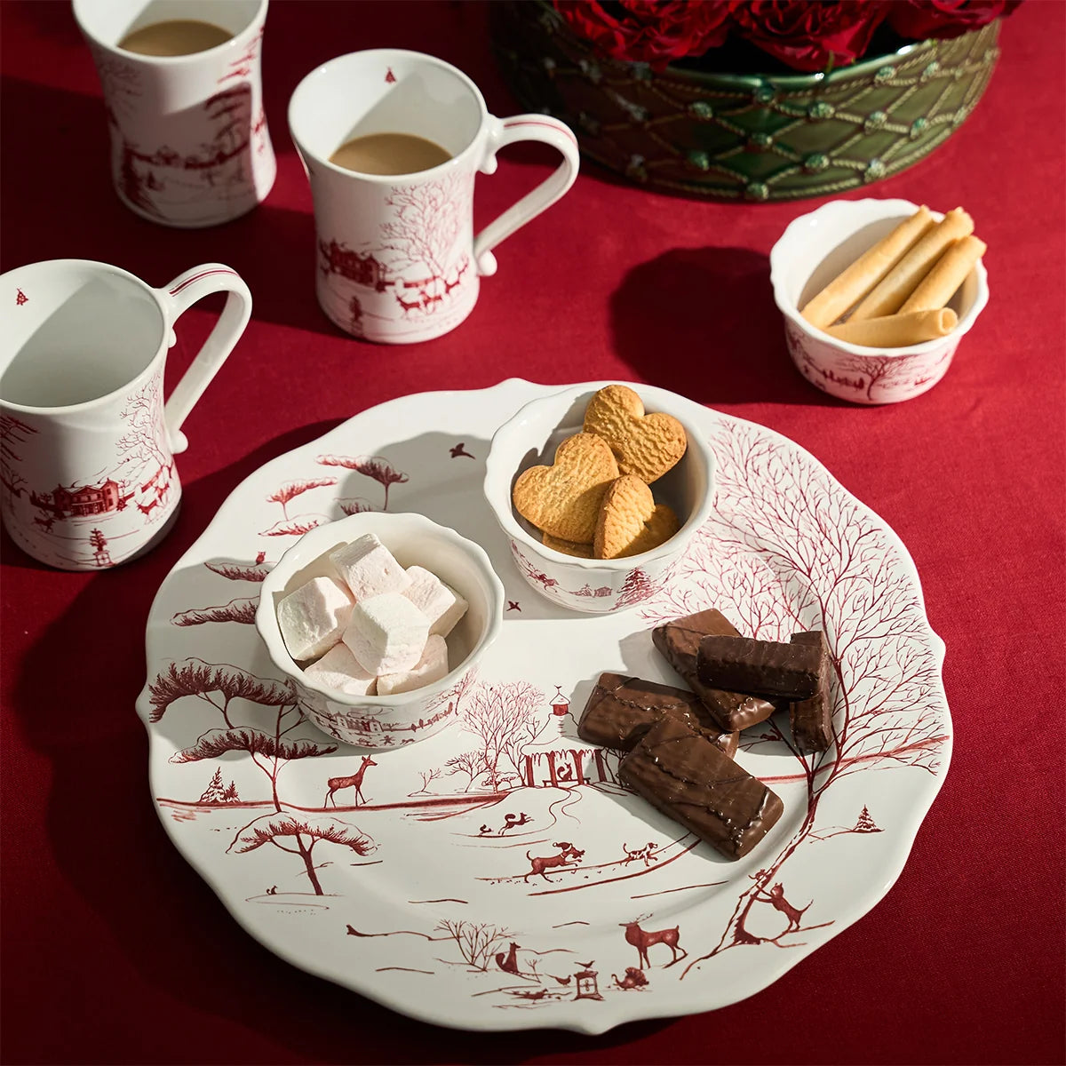 Winter Frolic Charger/Platter - Ruby