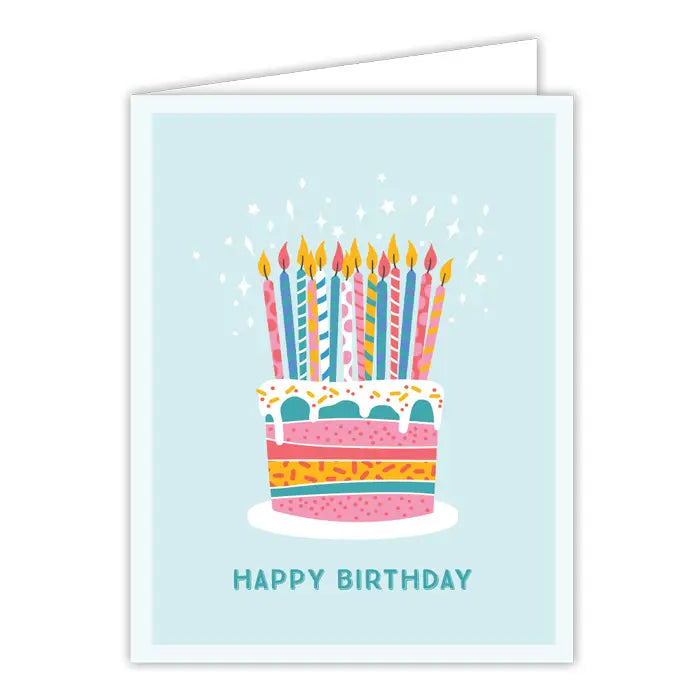 Happy Birthday Cake with Candles Greeting Card