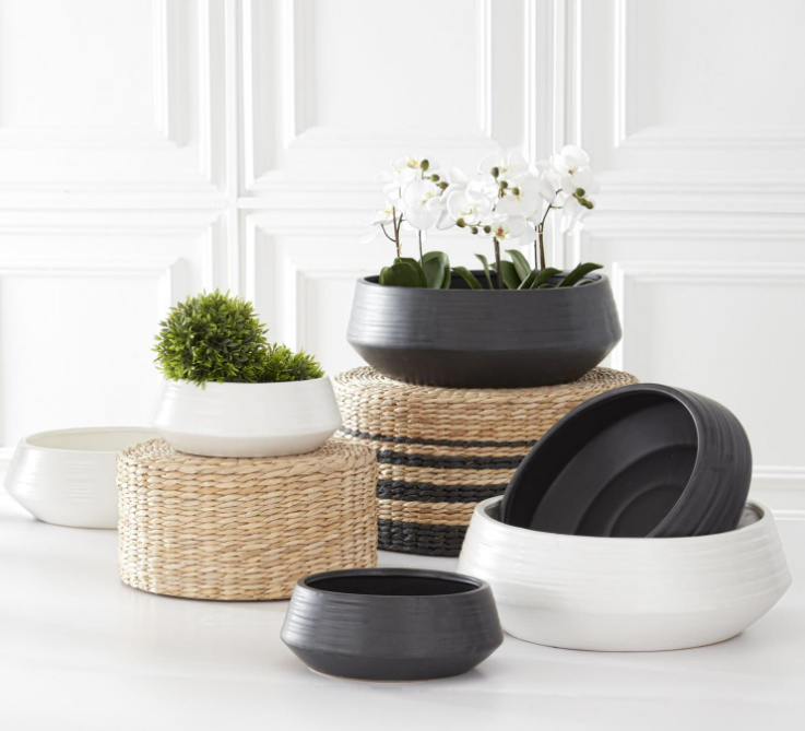 Matte White Stoneware Saucer Planter Sm