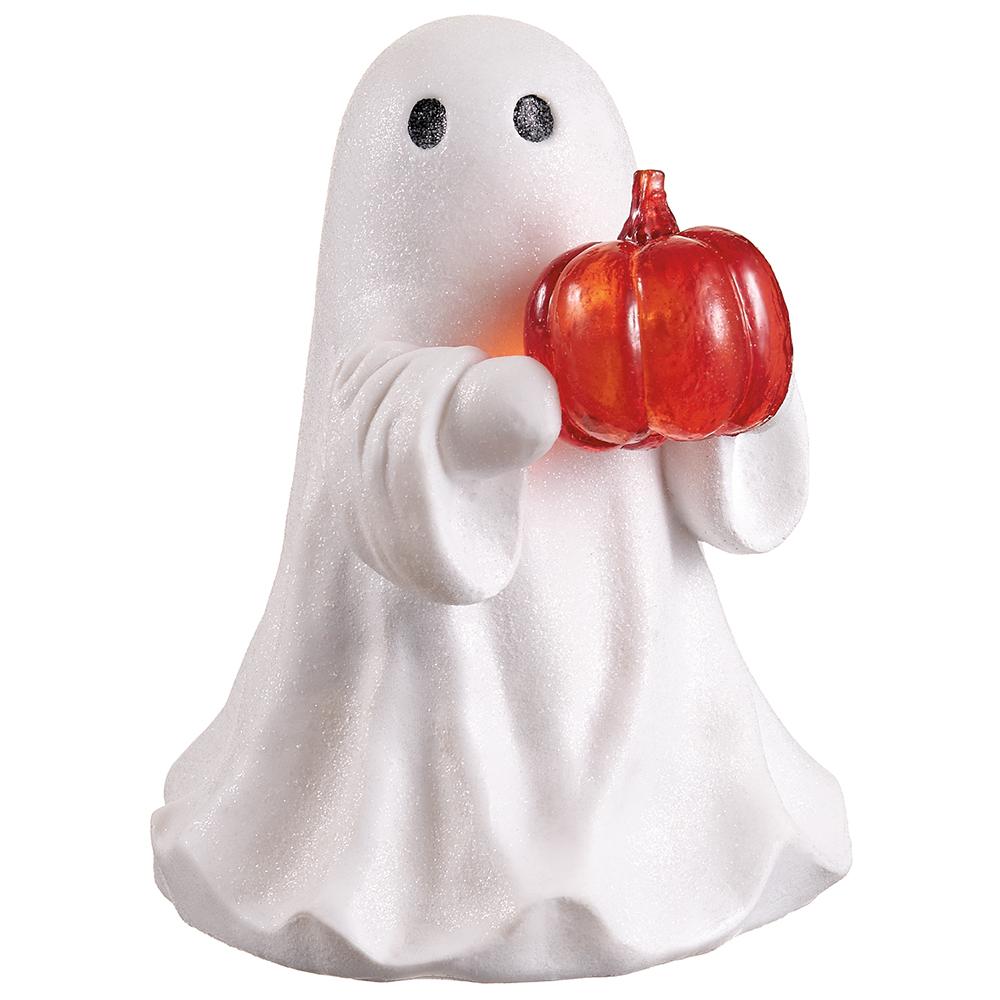 Battery Operated Ghost Holding A Pumpkin w/Light