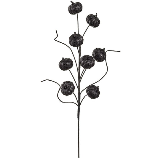 Glittered Pumpkin Spray Black 23"