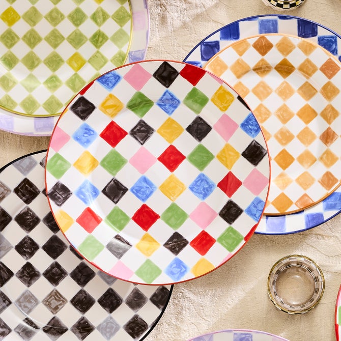 Indigo Check Dinner Plate
