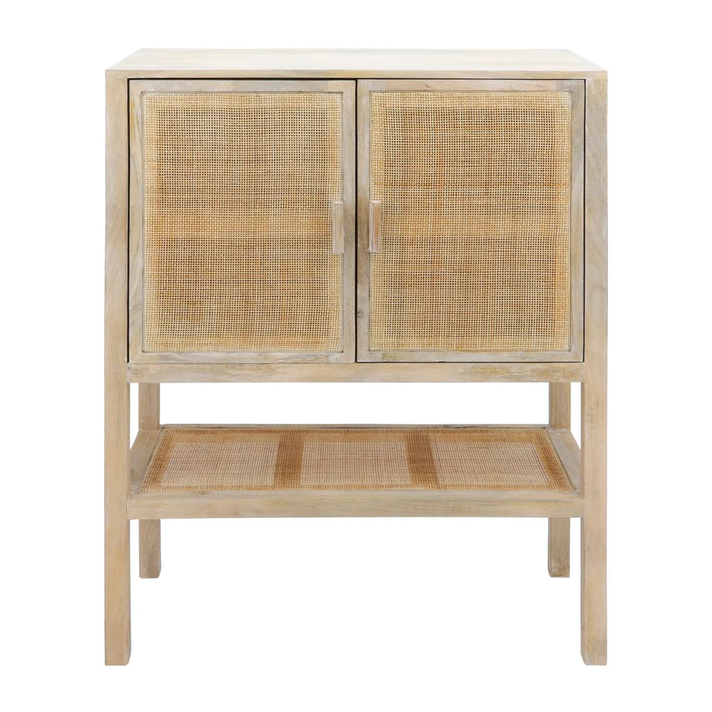 Contemporary Wood, 35x48 2-Rattan Door Cabinet, Natural