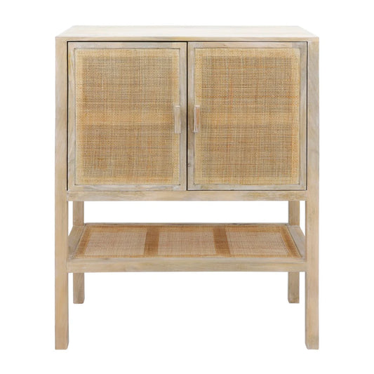 Contemporary Wood, 35x48 2-Rattan Door Cabinet, Natural