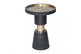 Metal Top Side Table - Black/Gold