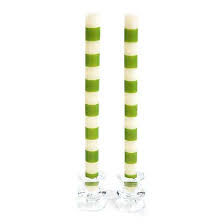 Bands Green Dinner Candles, Set of 2