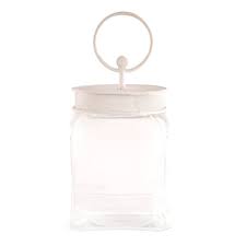 Glass Jar Square w/ White Lid