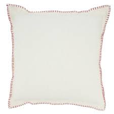 White and Red Whip Stitched Flange Pillow