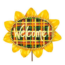 Plaid "Welcome" Sunflower