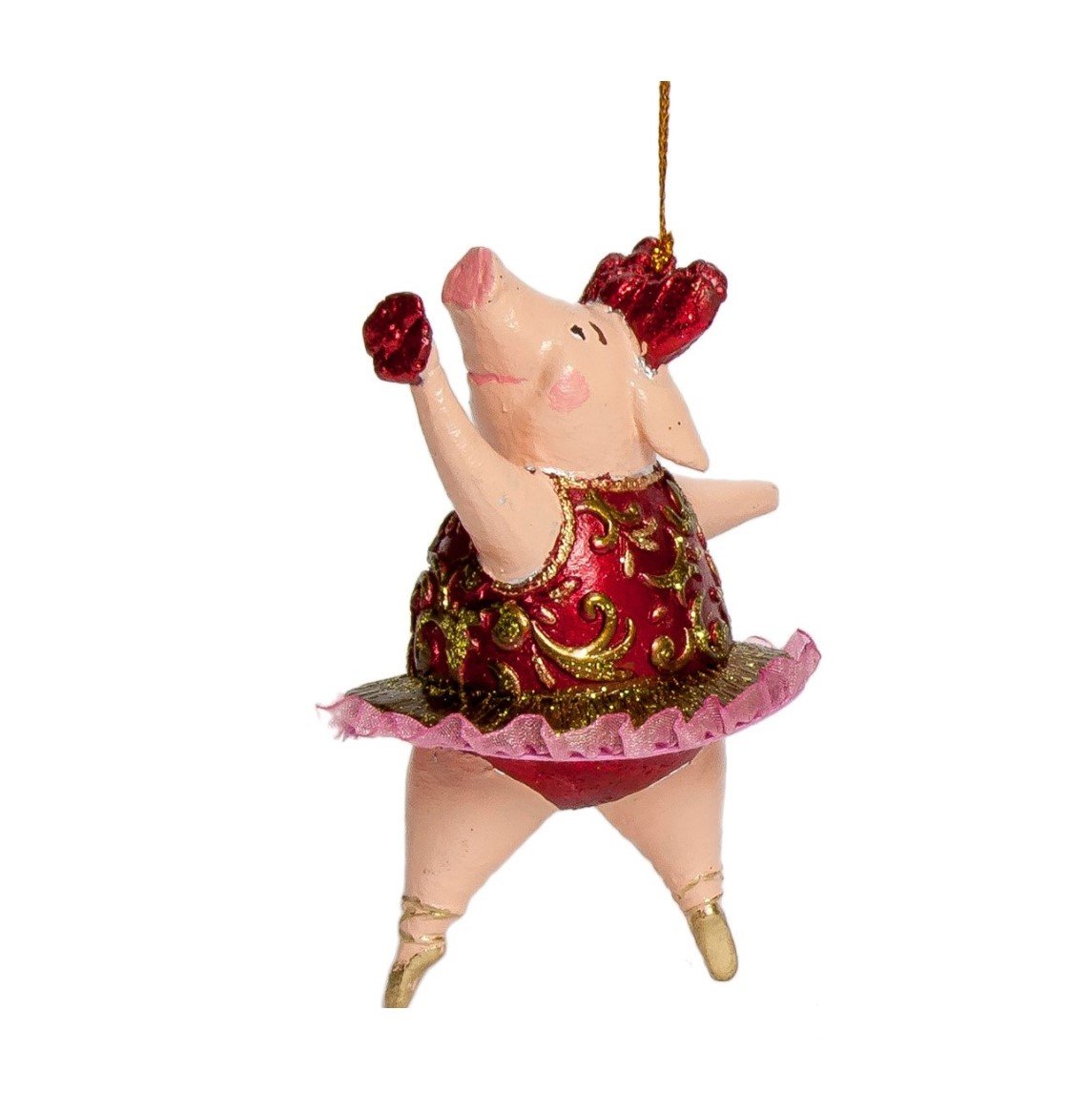 Ballerina Pig w/Flower Orn Red/Citron