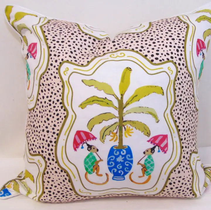 Limited Edition Monkey and Bananas Oat Pillow Cover w/ Welt
