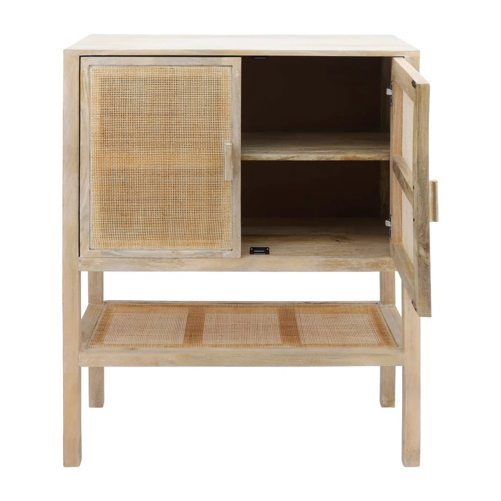 Contemporary Wood, 35x48 2-Rattan Door Cabinet, Natural