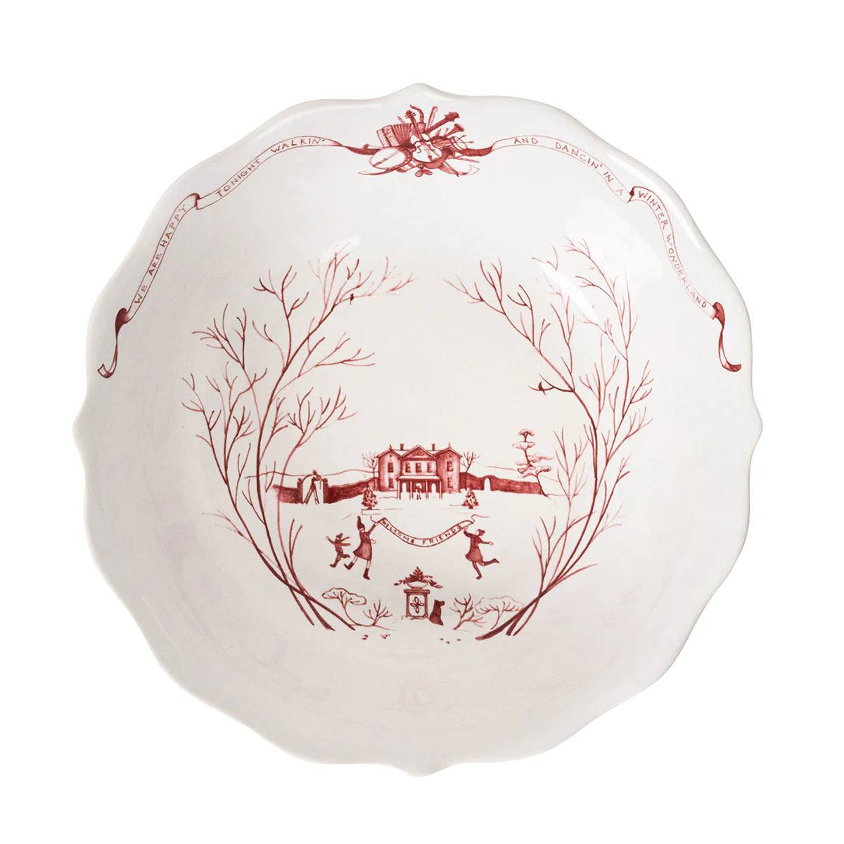 Country Estate Winter Frolic 11" Serving Bowl - Ruby