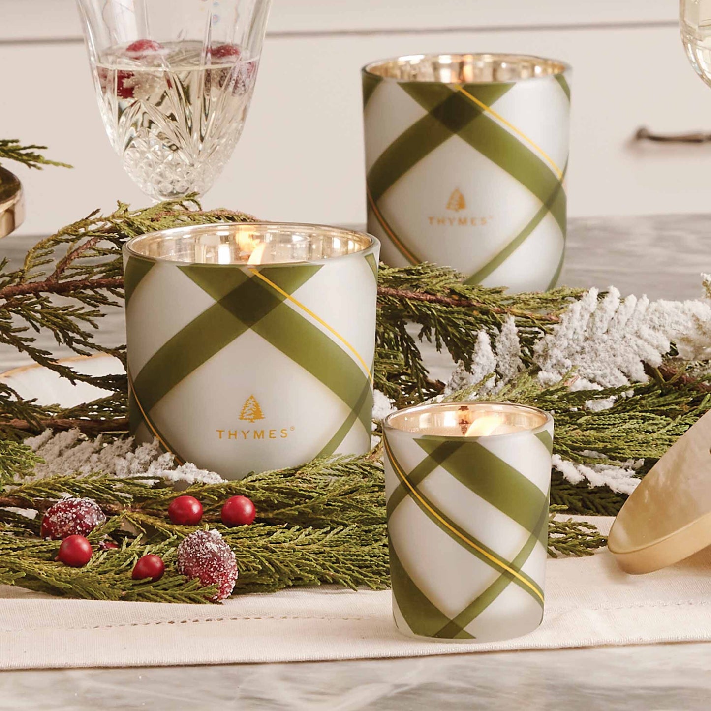 Frasier Fir Medium Frosted Plaid Candle