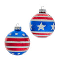 Glass Red, White and Blue Stars and Stripes Glass Ball Ornaments, 6-Piece Box