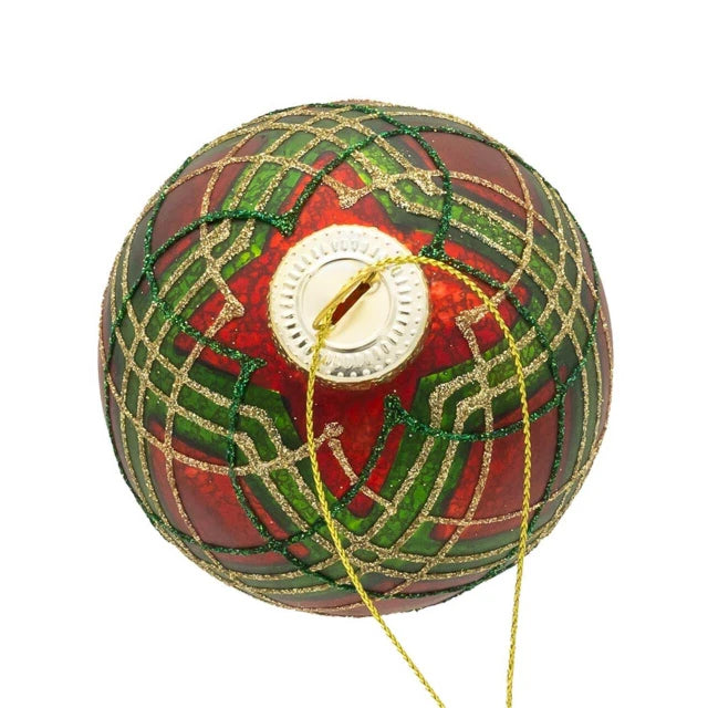 Red & Green Striped Ball Ornaments, 6-Piece Box