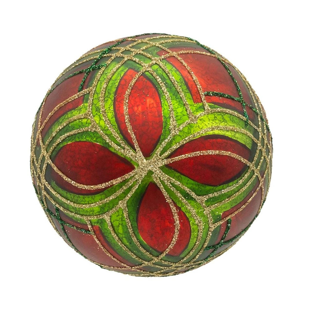 Red & Green Striped Ball Ornaments, 6-Piece Box