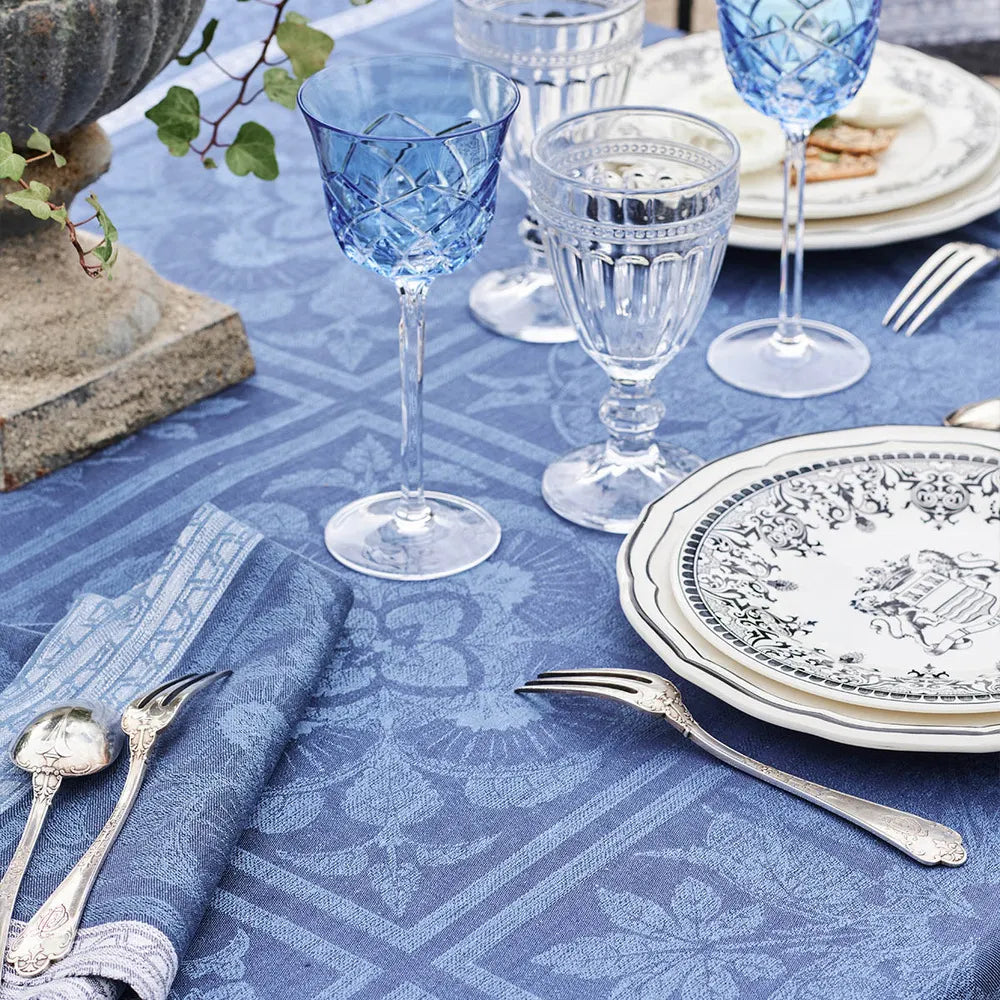 Harmonie Bleu Jacquard Napkin, 100% Linen