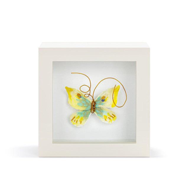 Endlessly Hopeful Yellow & Green Butterfly Shadow Box - 4in