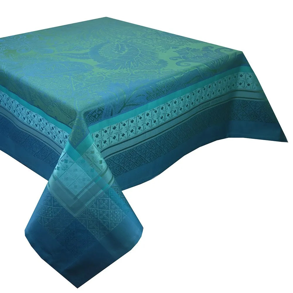 Isaphire Emeraude Tablecloth 69"x143", Stain Resistant Cotton
