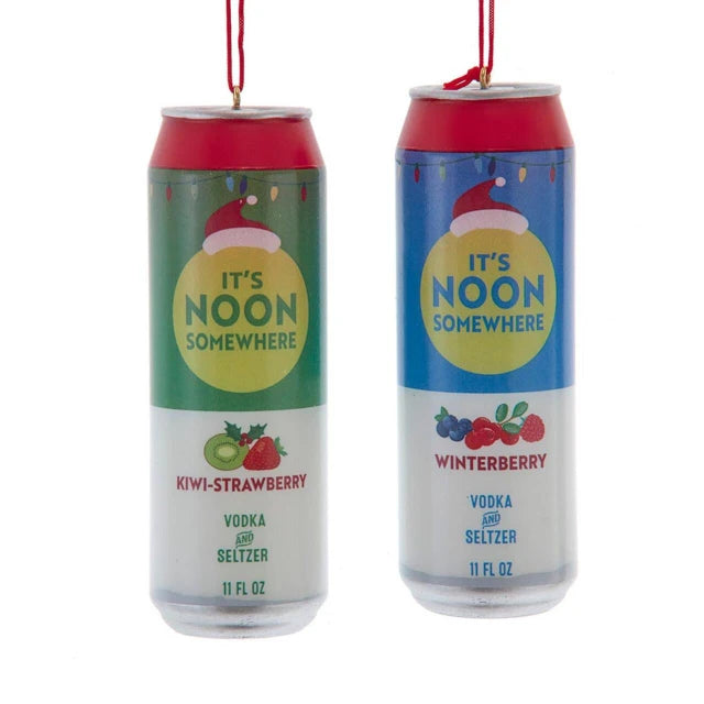 It's Noon Somewhere Can Ornaments, 2 Assorted
