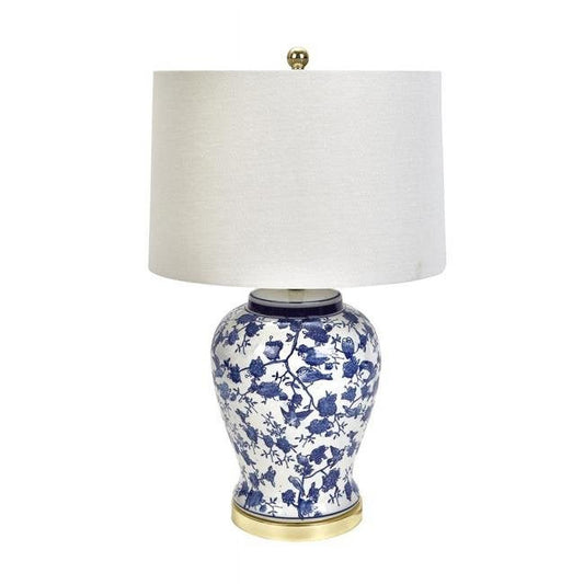 Ceramic Blue & White Lamp 28in