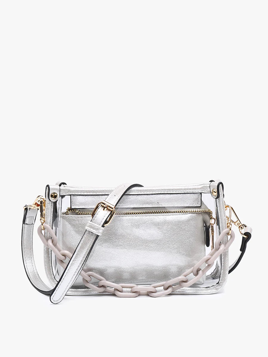 Silver Jessica Vegan Clear Crossbody