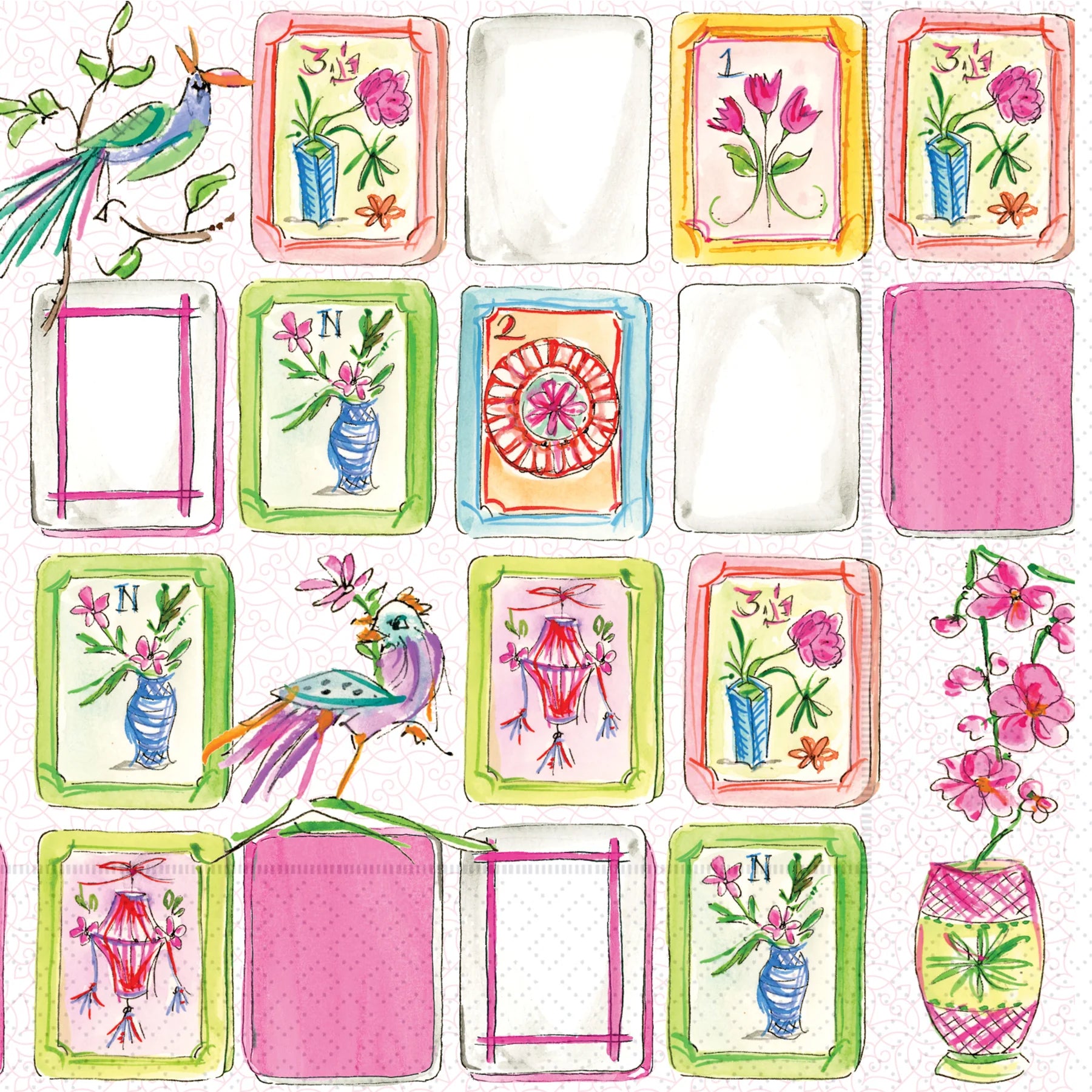Mahjong Pink Cocktail Towel