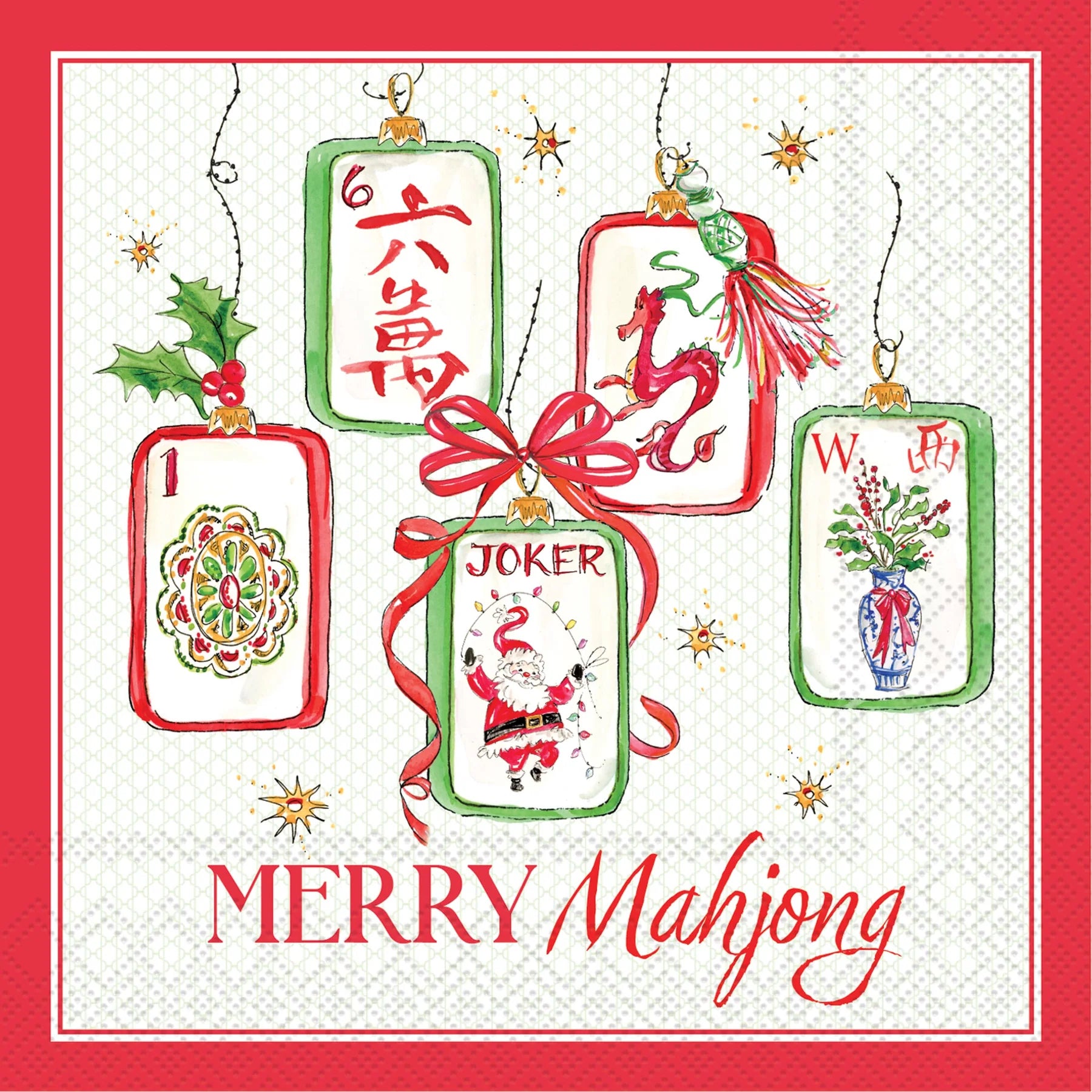 Merry Mahjong Cocktail Napkin