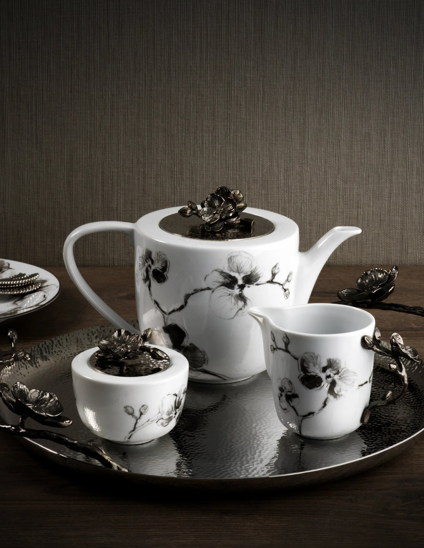 Black Orchid Porcelain Creamer