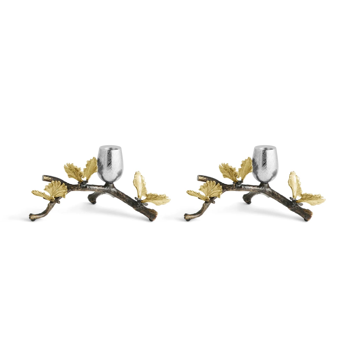 Set of 2 Butterfly Ginkgo Candleholders